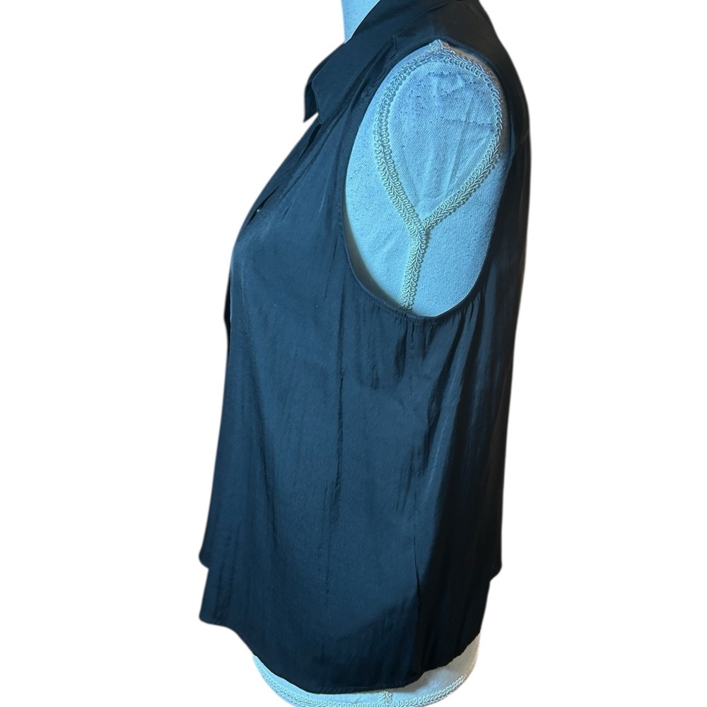 Philosophy Black Button Down Sleeveless Shirt - Picture 3 of 8